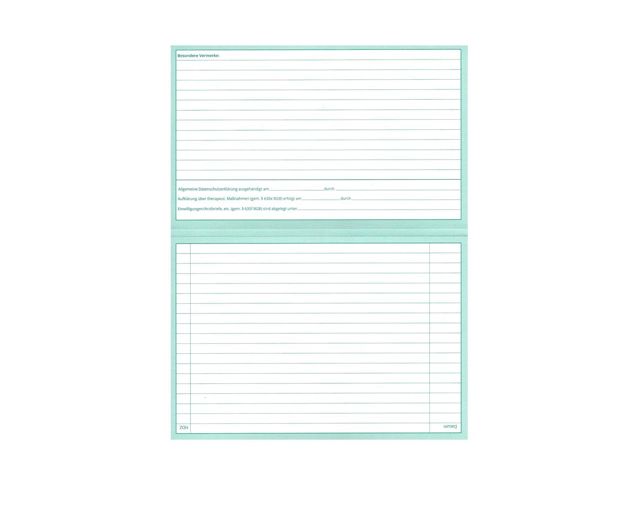 Karteikarte Gamma - grün oder blau