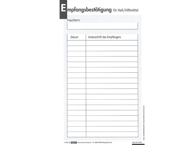 Empfangsbestätigung für Heil - /HIlfsmittel - Buchner & Partner - ppw - winter