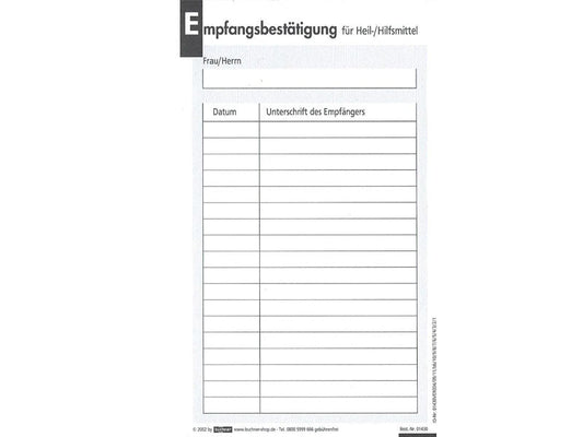 Empfangsbestätigung für Heil - /HIlfsmittel - Buchner & Partner - ppw - winter