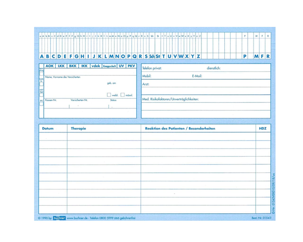 Karteikarte Gamma - grün oder blau