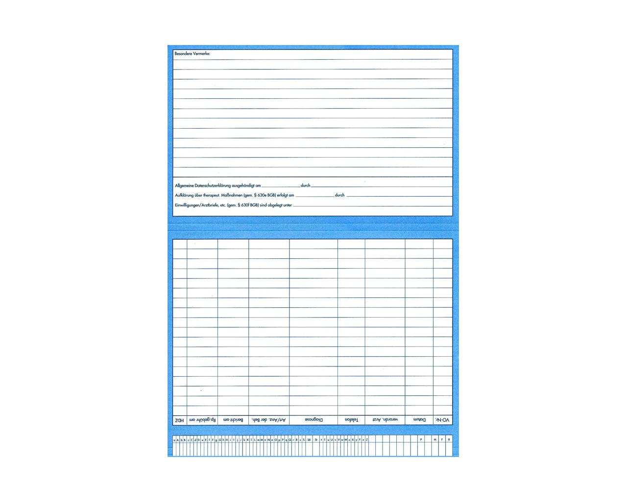 Karteikarte Gamma - grün oder blau